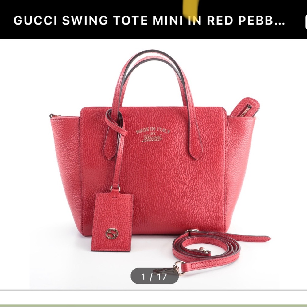 Red authentic Gucci cross body tote.